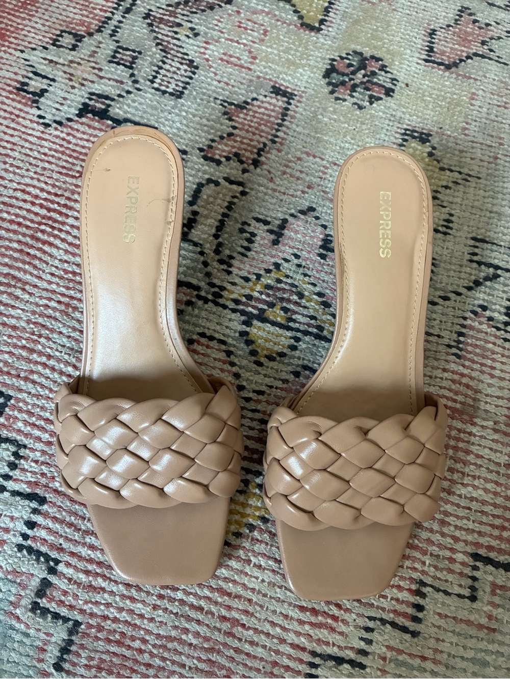 Express Braided Strap Slide Mules - Nude Tan